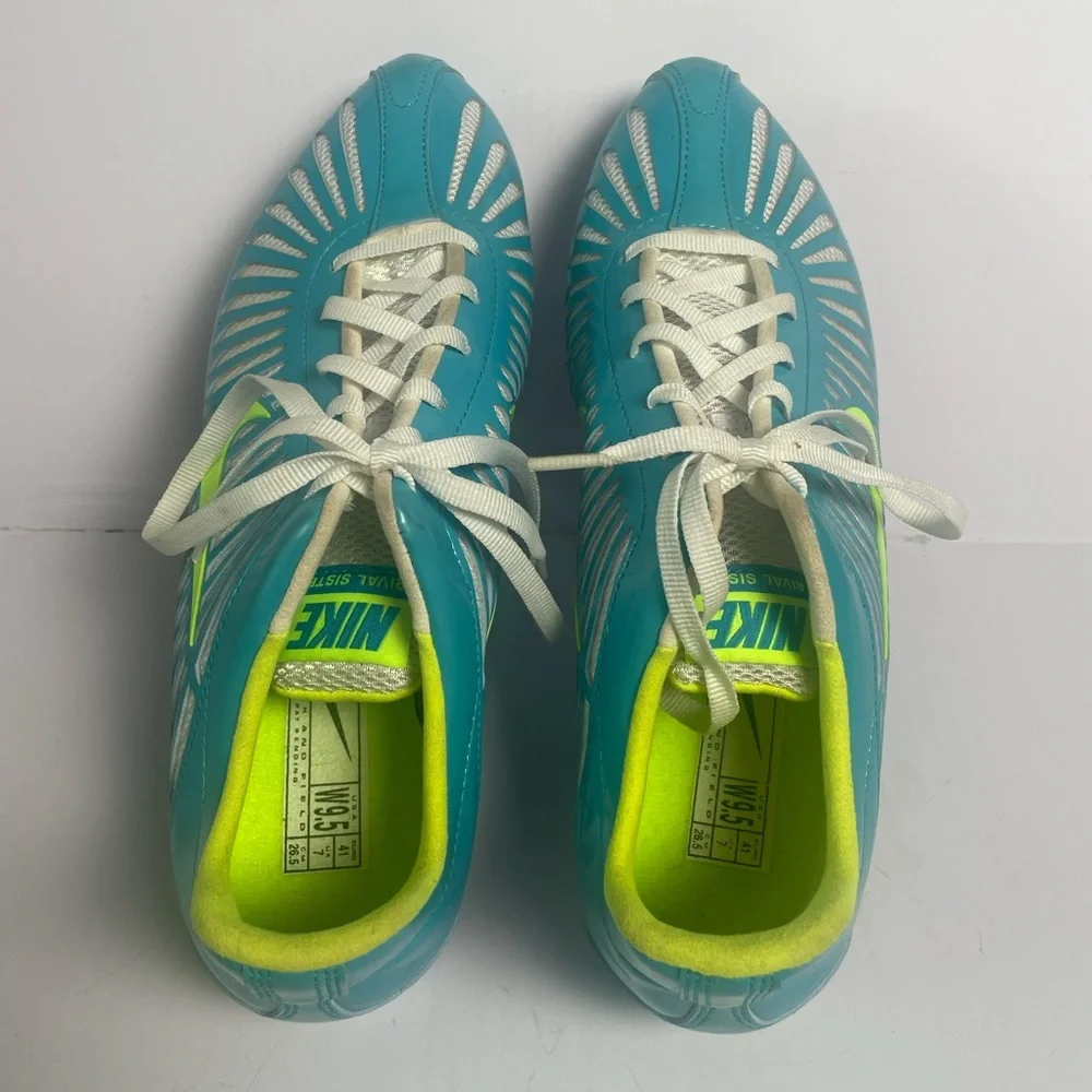 Nike Women's Rival Sister Blue Green Track and Field Running Cleats Shoes Sz 9.5